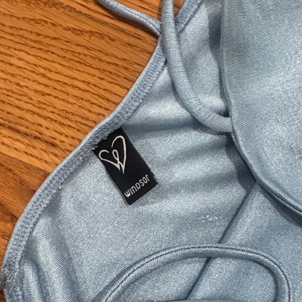 Windsor Light Blue Ruched Mini Dress - Picture 2 of 3